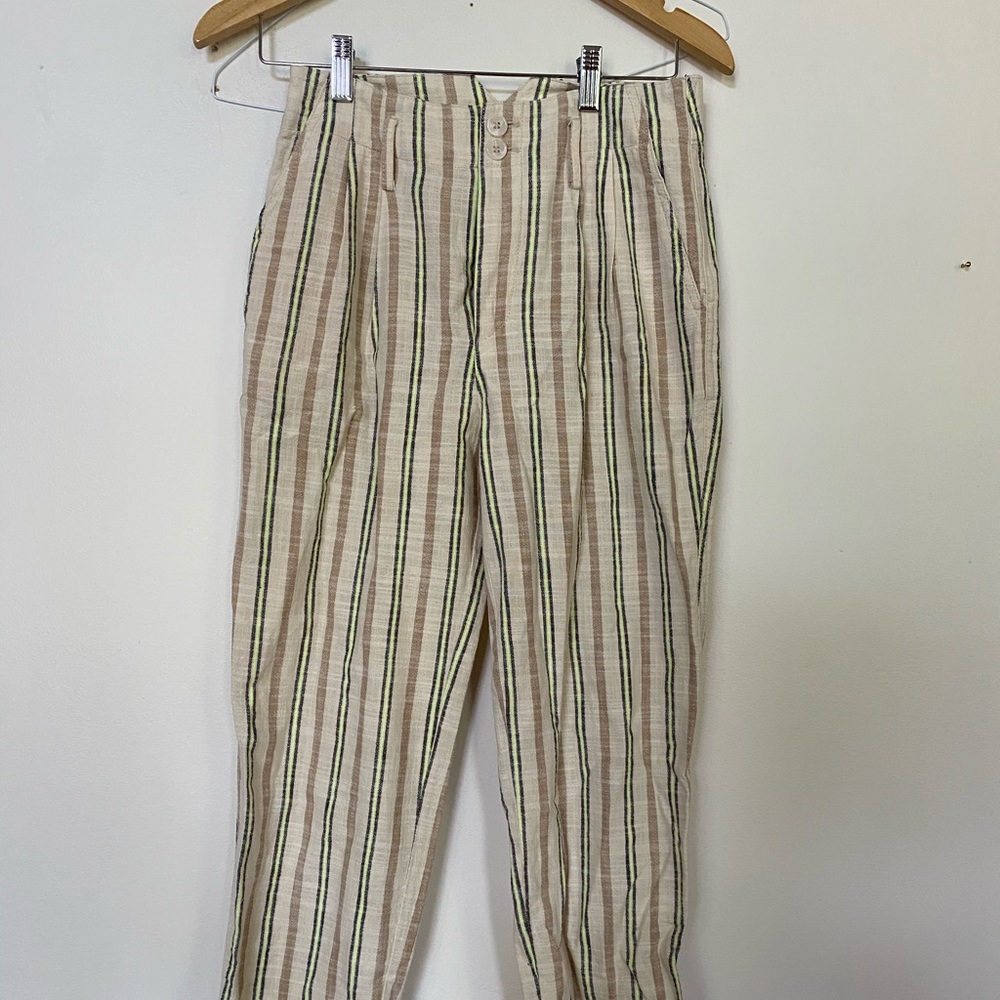 Anthropologie beige striped summer pants 0P
